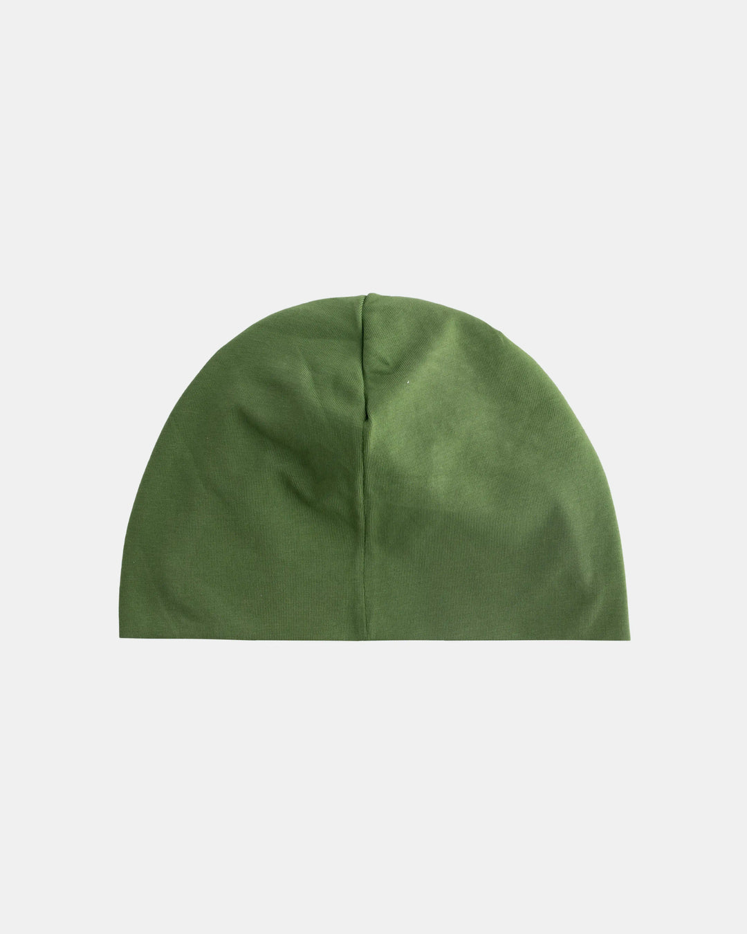 Rear view of organic cotton Woods beanie in green