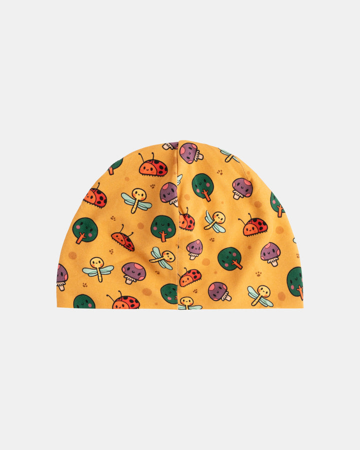 Rear view of orange organic cotton Woods beanie