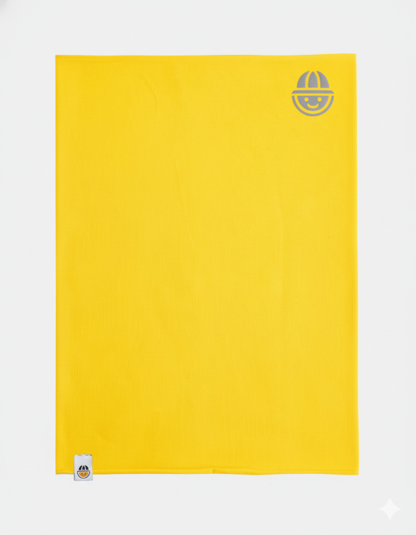 Organic cotton tubular scarf from the Vivid collection with reflective logo in yellow - The Melon Explorer