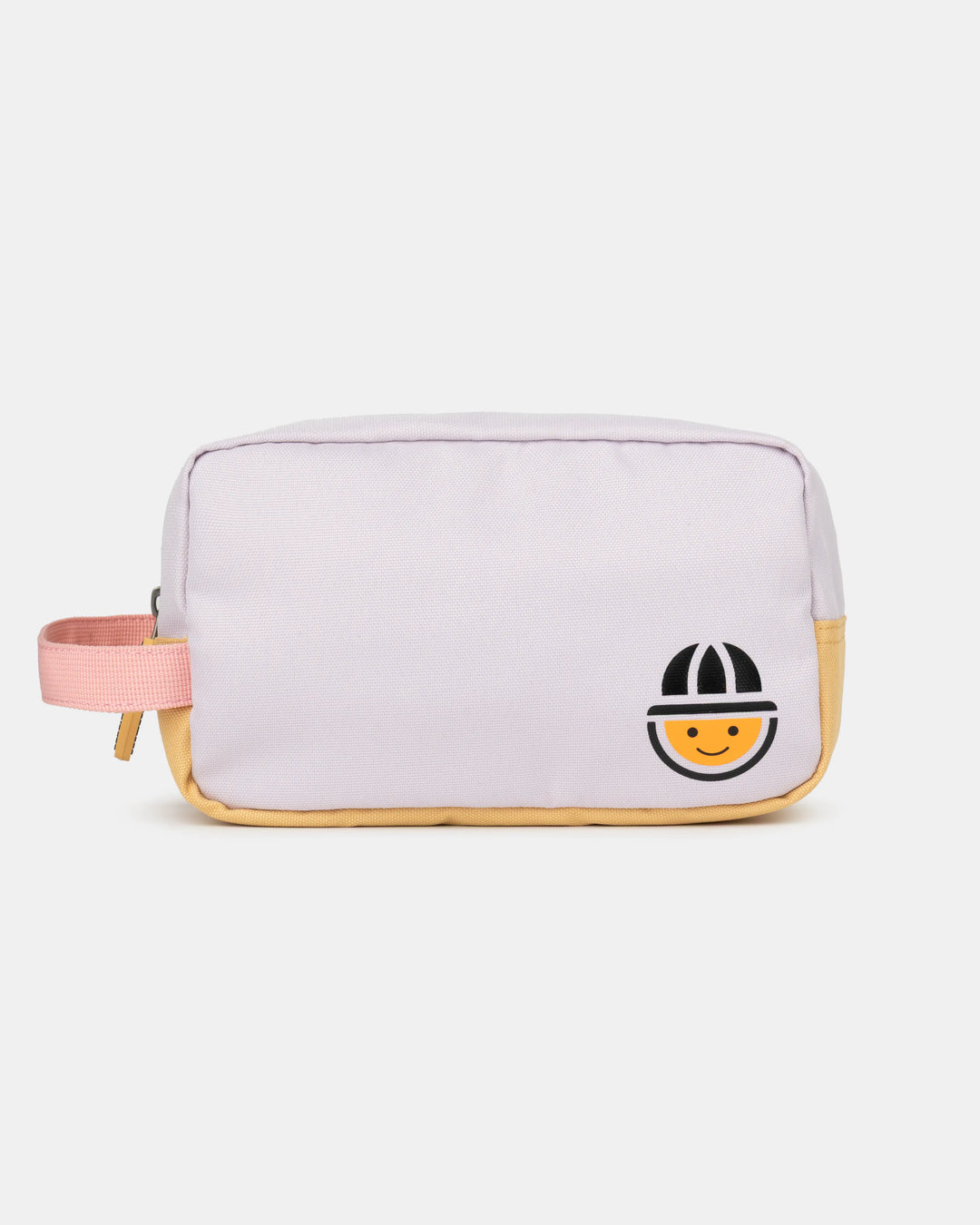 Side view of pink, purple and orange recycled polyester MAJU toiletry bag – The Melon Explorer