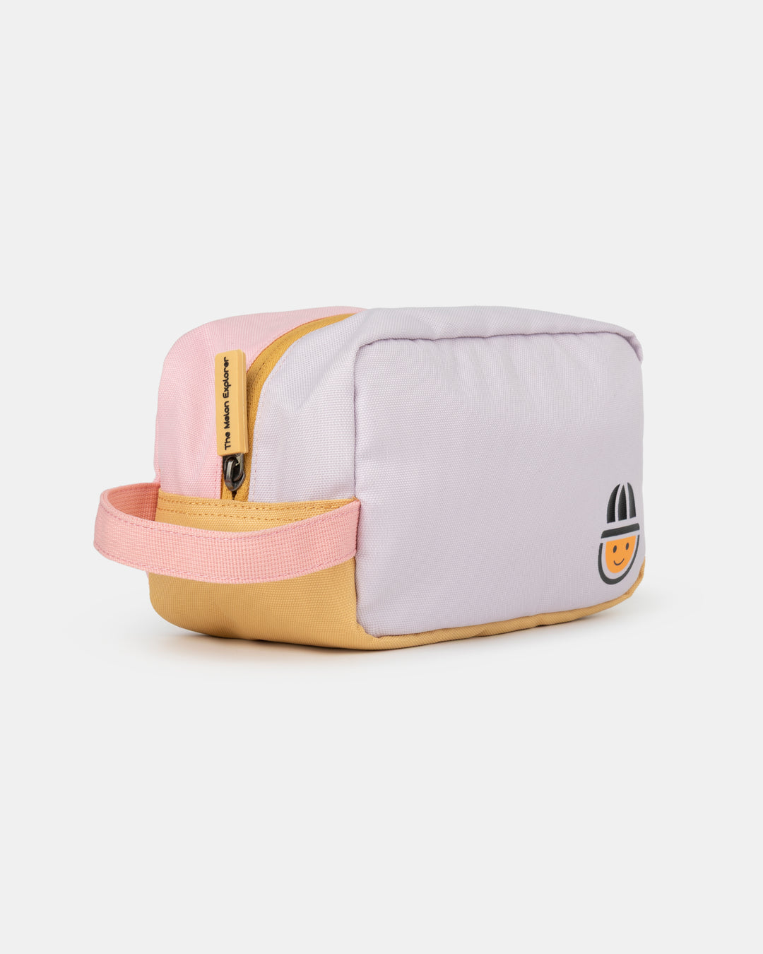 Sustainable recycled polyester toiletry bag in pink purple and orange for daily use from the collection MAJU – The Melon Explorer